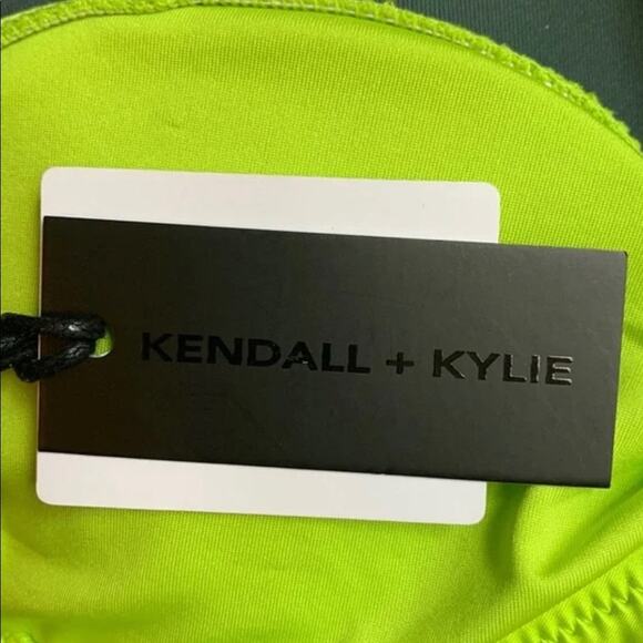 0331 NEW Kendall + Kylie Neon green Asymmetrical bikini set - Picture 6 of 9